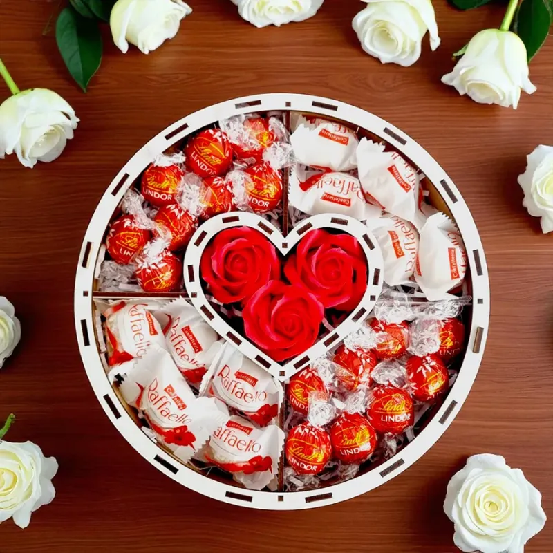 Wnętrze pudełka z Lindor i Raffaello