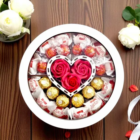 Okrągłe pudełko z sercem i okienkiem