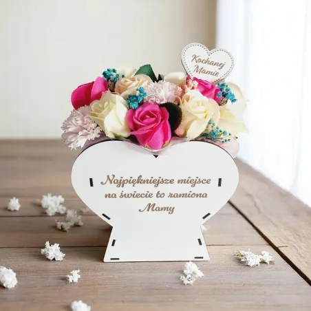 Stojące serce dla Mamy z kwiatami