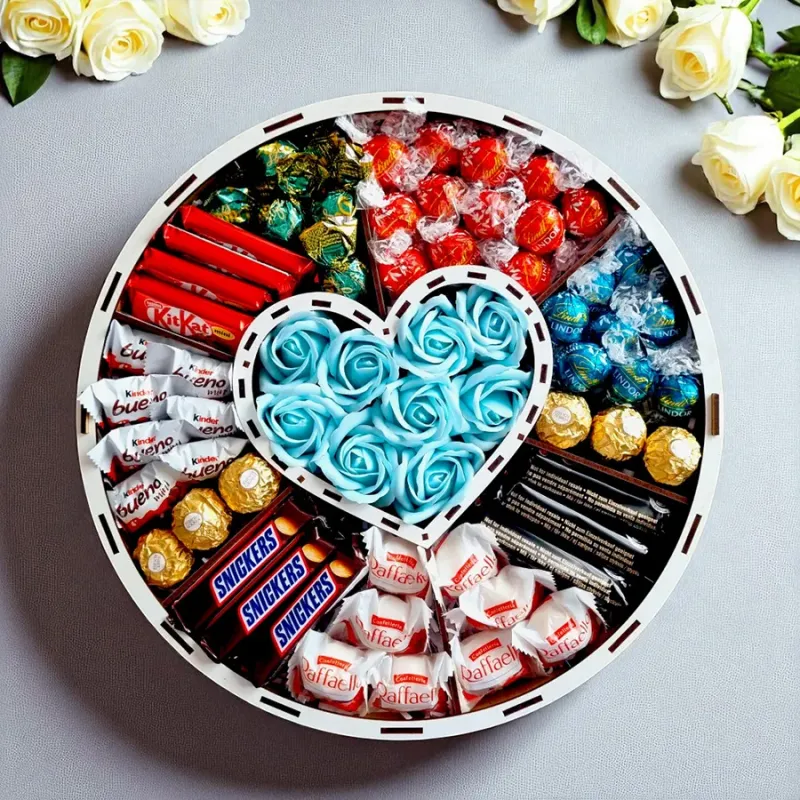 Wnętrze boxu dla świadka z niebieskimi różami