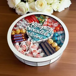 Box dla świadka z imieniem i niebieskimi różami