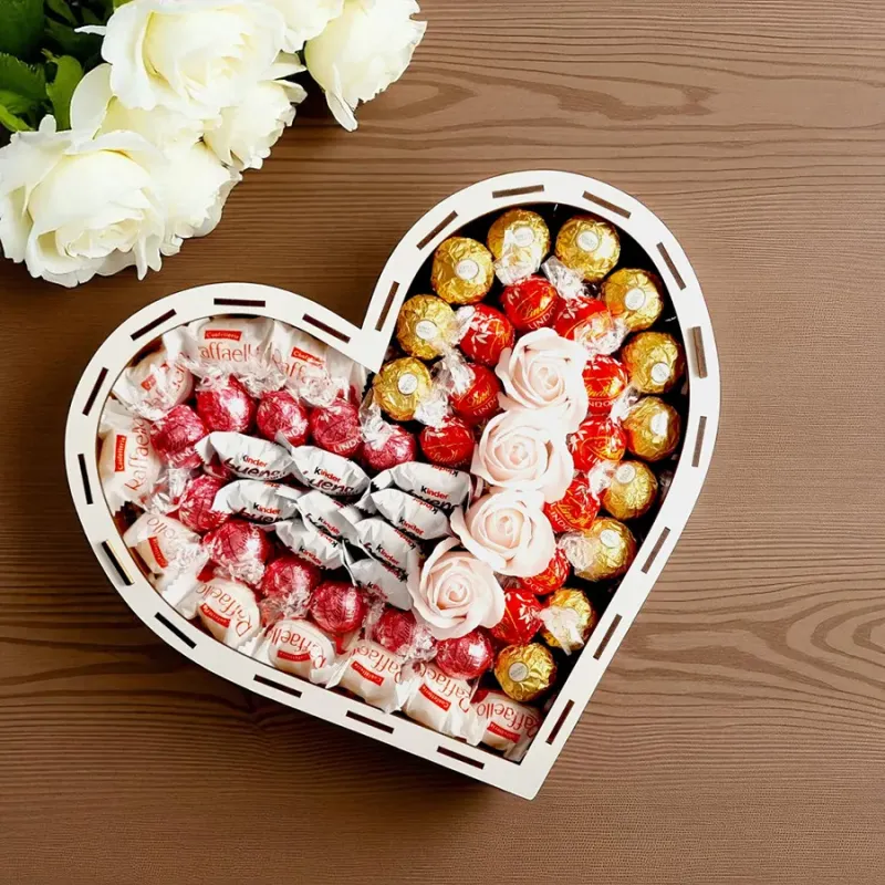 Wnętrze pudełka serce dla świadkowej