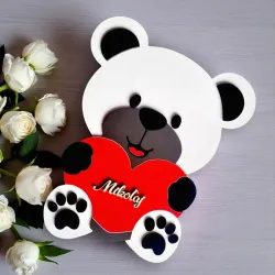 Pudełko Miś z sercem i imieniem | Pani Prezentowa