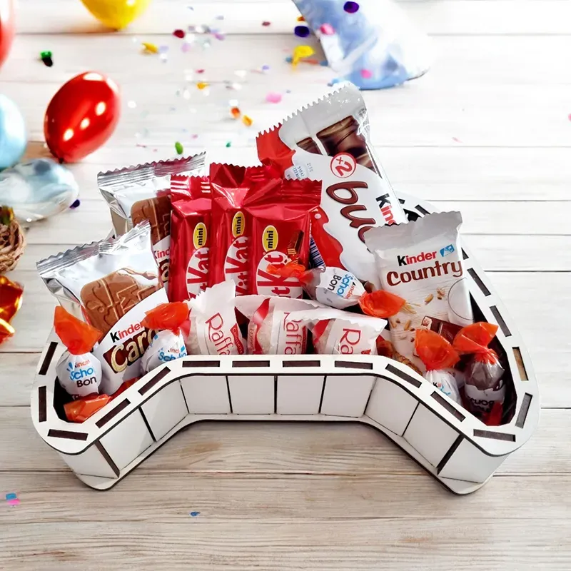 Słodka niespodzianka w formie pada gamingowego, wnętrze