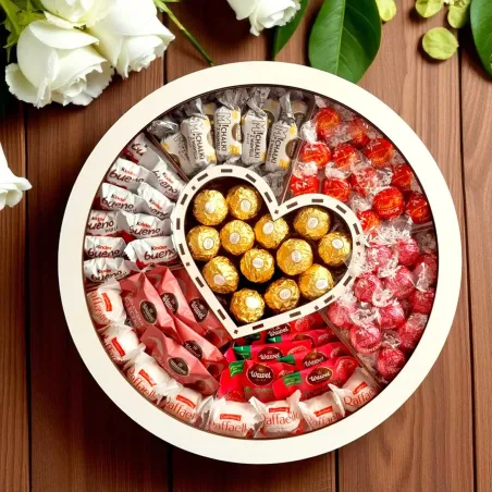 Zamknięte białe okrągłe pudełko z przeźroczystym wieczkiem